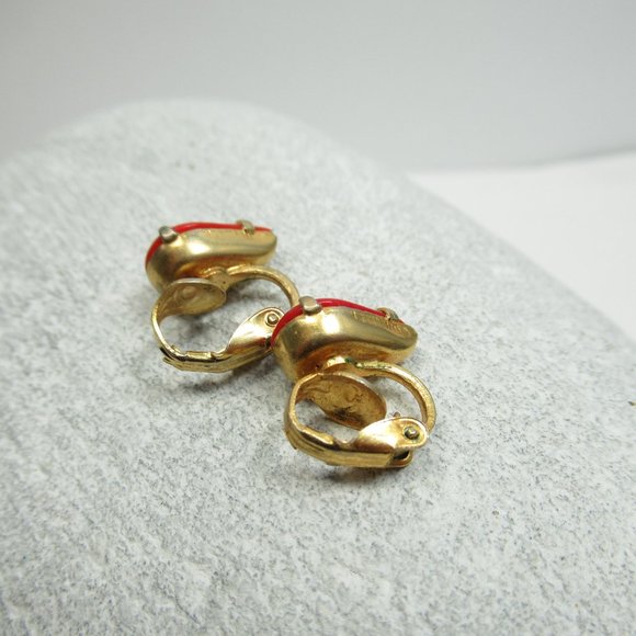 Vintage Red Teardrop Earrings - Picture 2 of 10